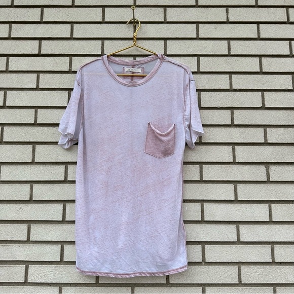 We The Free People Vella Tee Shirt Silver Lining Light Pink Sheer - Picture 2 of 9